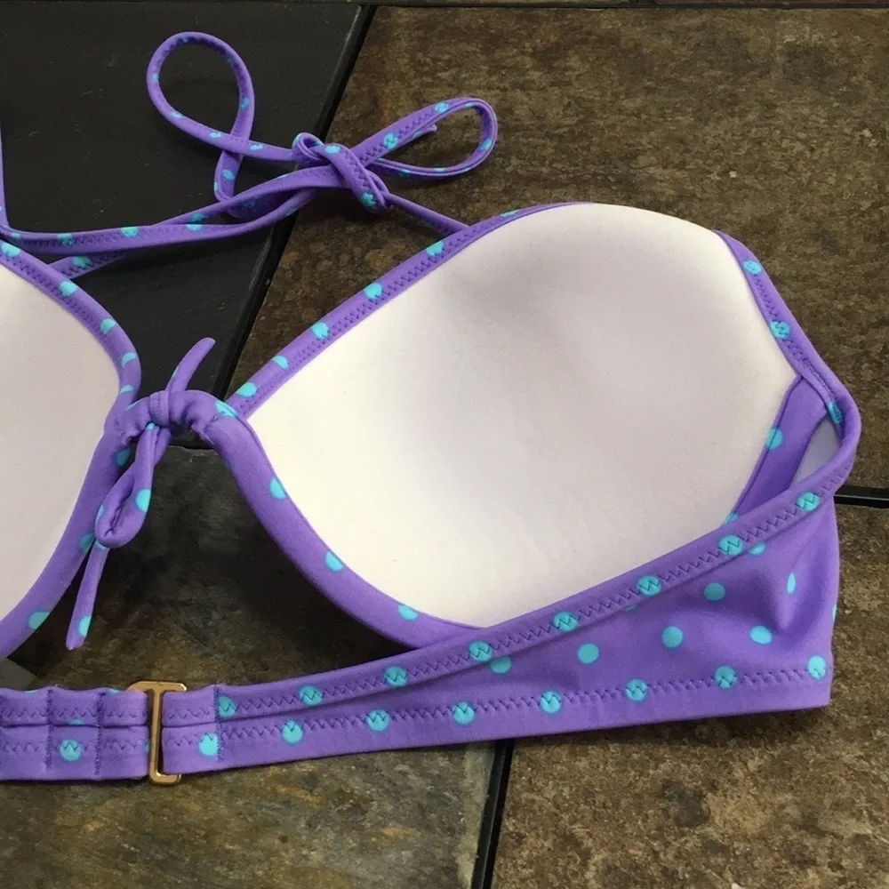 Victoria’s Secret purple blue polkadot bra/swim